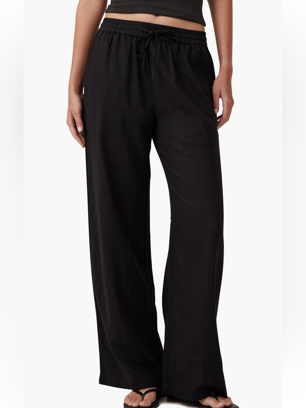 Cotton On Black Wide-Leg Drawstring Pants